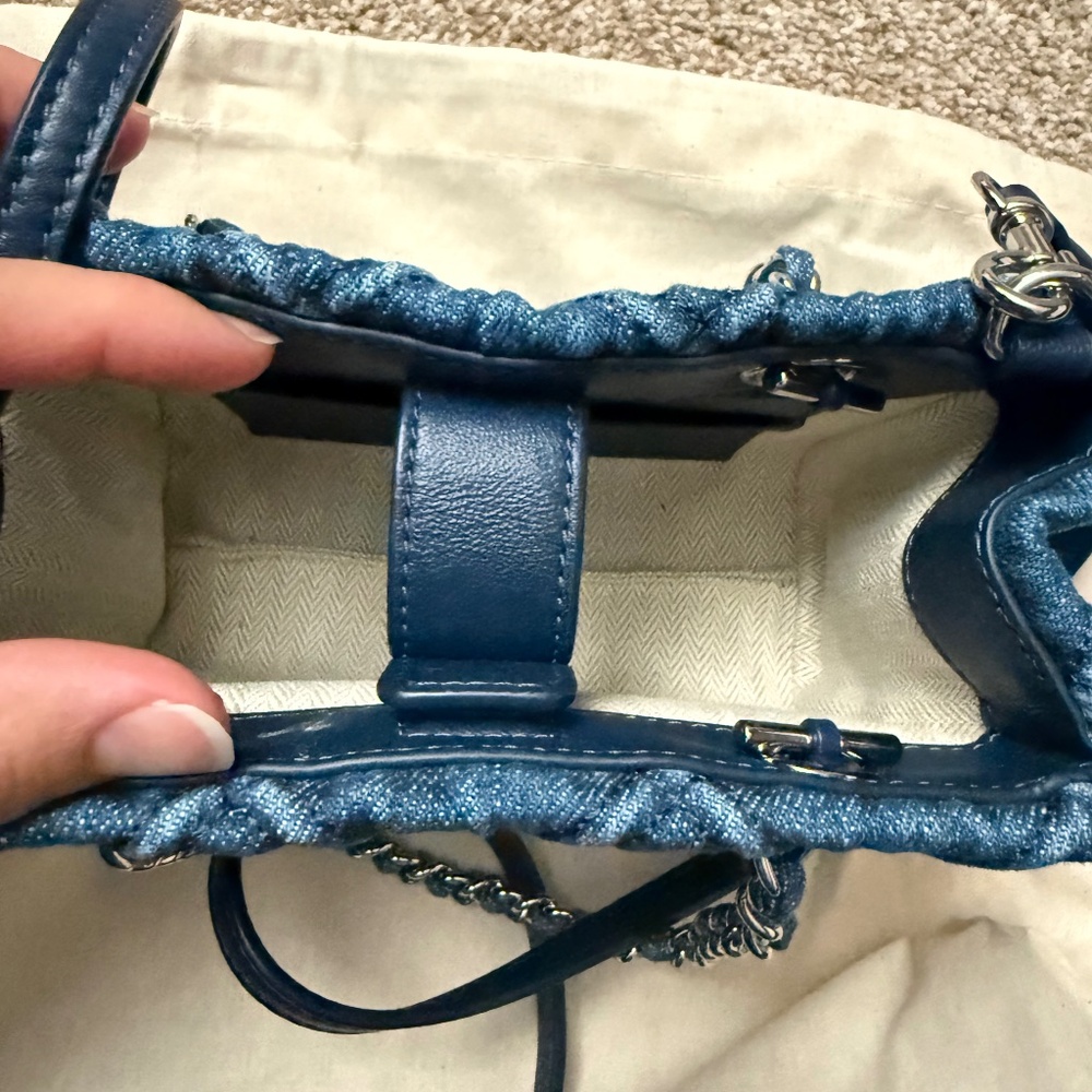 TORY BURCH  Fleming Soft Denim Chain Tote Bag - Picture 3 of 5